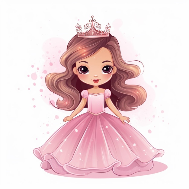 Foto princesa dos desenhos animados em vestido rosa com ai generativa tiable e tiable