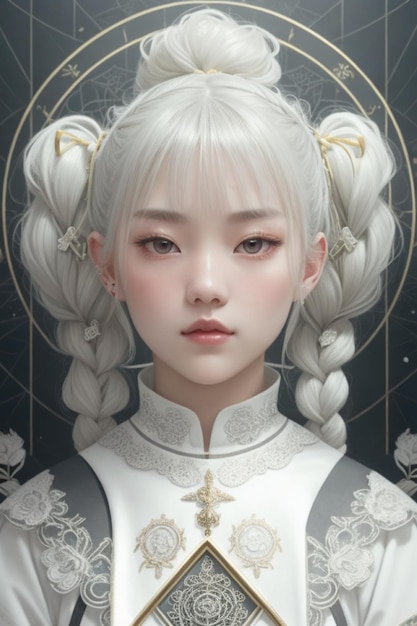 Princesa guerreira gótica coreana GreyHaired Beauty