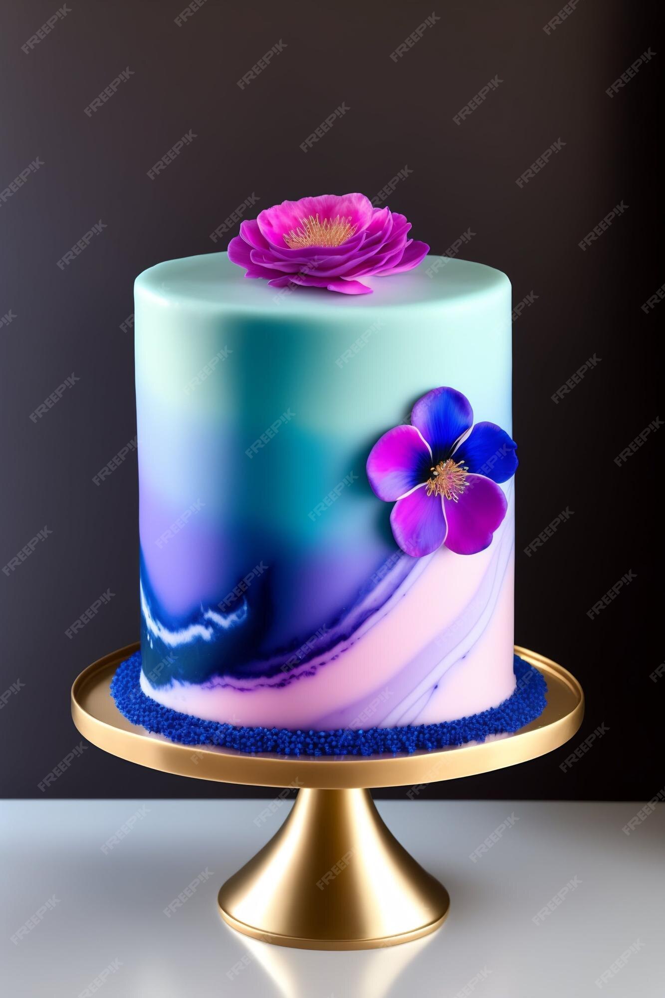 Bolo de aniversário princesa inverno azul rosa roxo