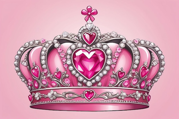 La princesa rosa de la realeza con las joyas del corazón