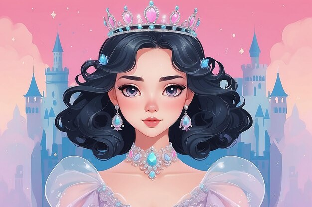 Princesa de la tarjeta de afirmación con tiara Ilustración estética IA generativa