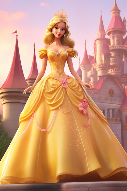 Foto princesa vestida de amarelo