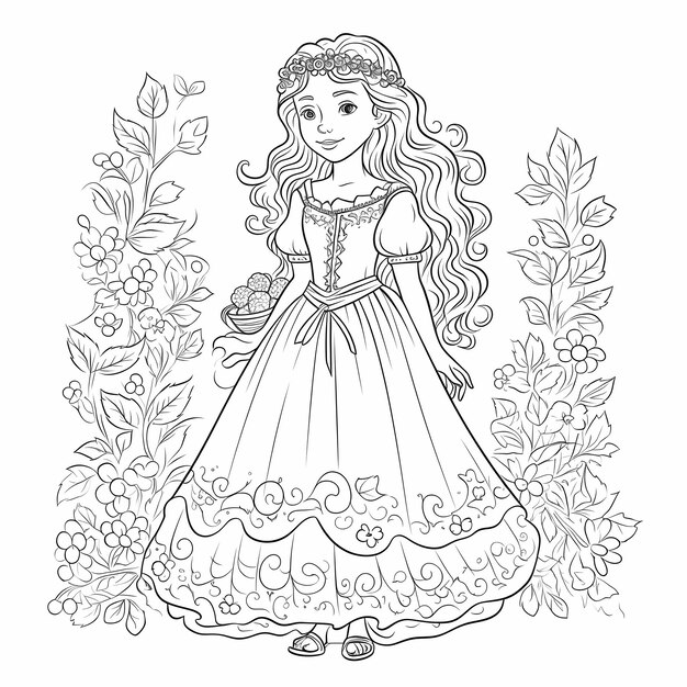 Princesa Aurora com desenhos para colorir de animais