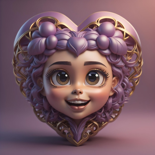 Prinzessin im Herzen 3D-Illustration