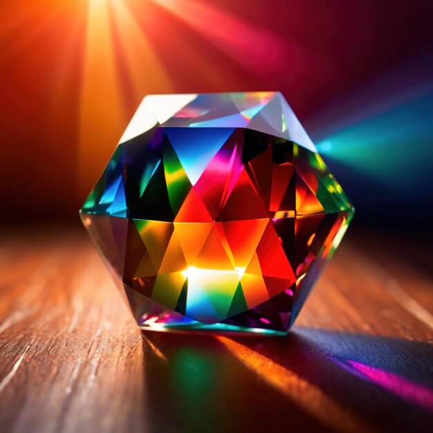 Foto prisma dispersando a luz em um espectro vívido e brilhante de arco-íris de cores