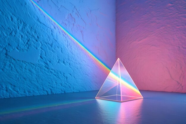 Prisma que refracta la luz en un espectro colorido