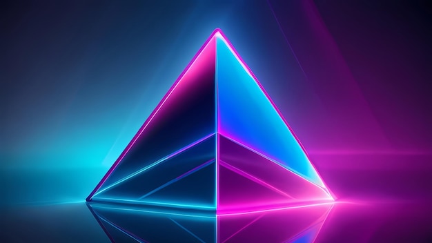 Prisma triangular de feixe de néon rosa azul