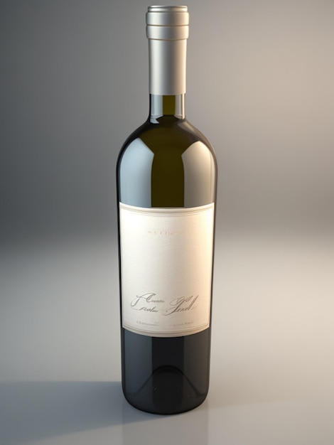 Prístina etiqueta de botella de vino 3D Render para exhibición de diseño personalizado