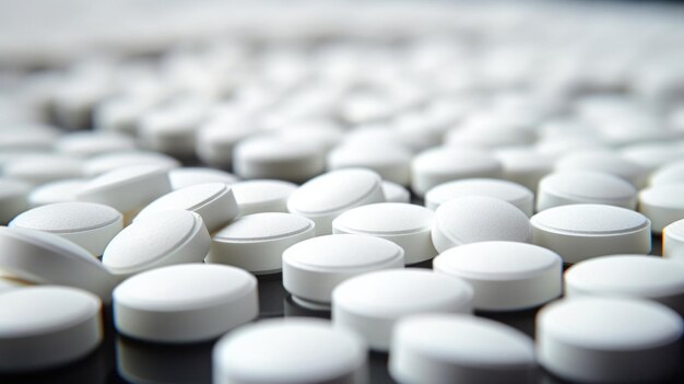 Foto pristine pharmaceuticals closeup de comprimidos brancos