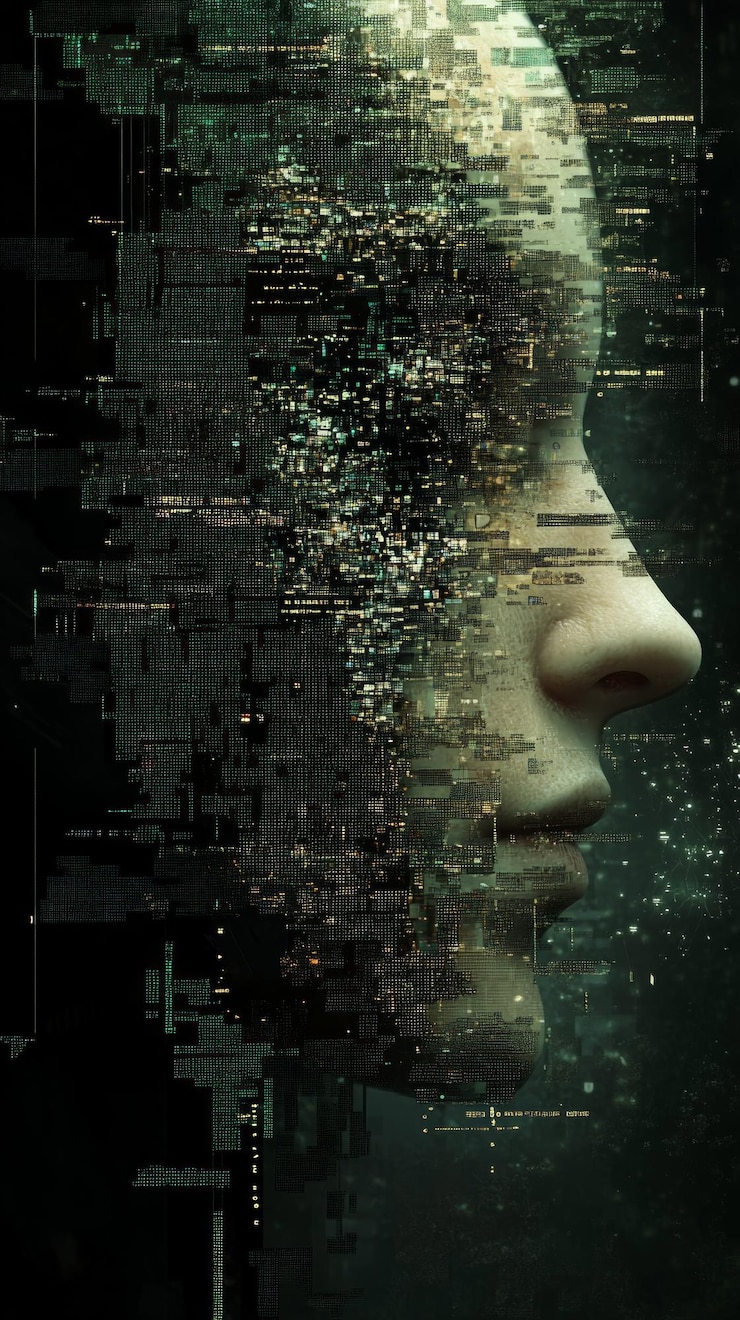 Foto privacidad de los datos de la máscara digital