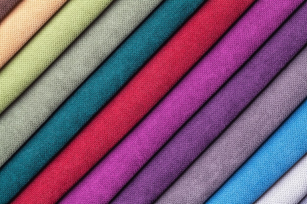 Foto probe von samt und velours textil verschiedene farben, hintergrund.