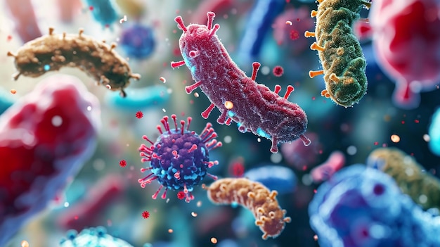 Foto probióticos bactérias biologia ciência medicina microscópica digestão estômago tratamento de escherichia coli cuidados de saúde medicação anatomia organismo