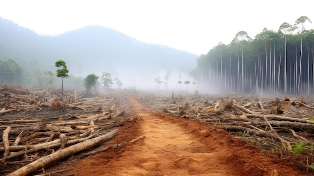 Problema de conservação de árvores de conceito de desmatamento Incêndios na natureza um sinal de aquecimento global