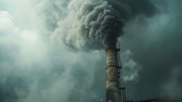 Foto problemas ambientales de la contaminación del aire por las chimeneas de humo concepto de fondo