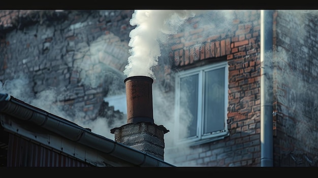 Foto problemas ambientales de la contaminación del aire por las chimeneas de humo concepto de fondo