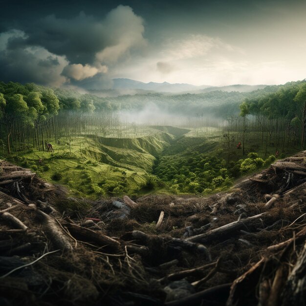 Foto problemas de desmatamento e alterações climáticas