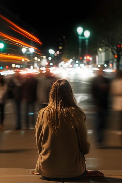 Problemas de saúde mental depressão ansiedade mulher de trás cercada por pessoas caminhando na rua foco suave borrado