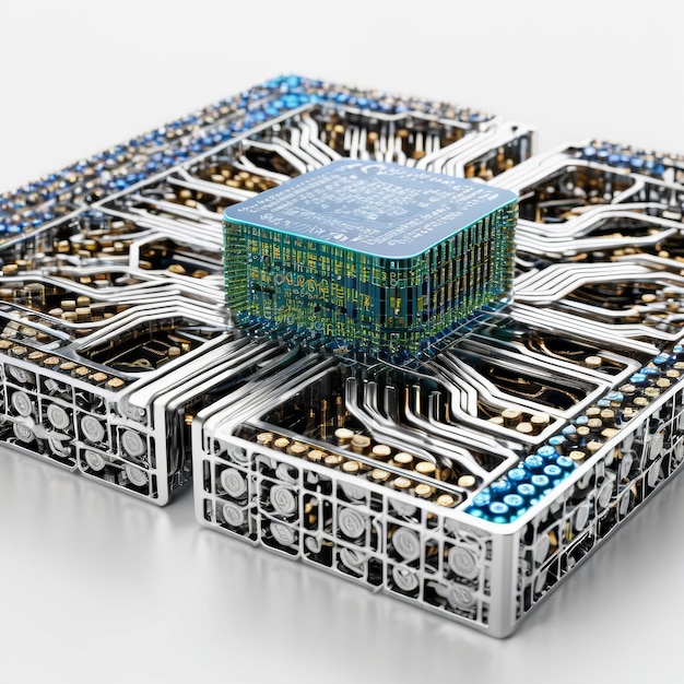 Procesador de computadora con cubo en la parte superior