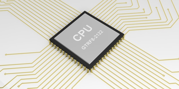 Procesador de cpu de circuito electrónico de renderizado 3d