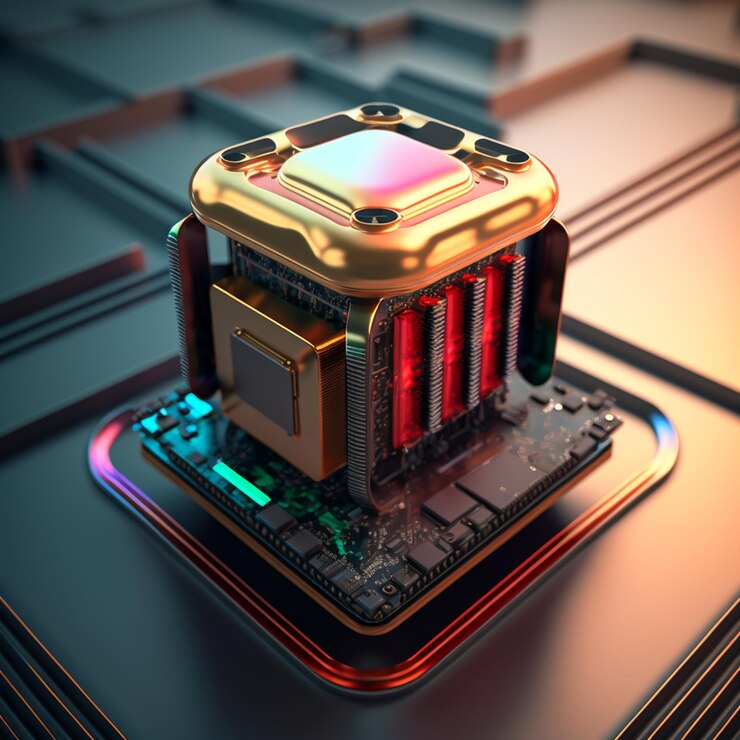 Foto procesador y cpu futurista multicolor