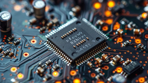 Foto el procesador de semiconductores sonriente