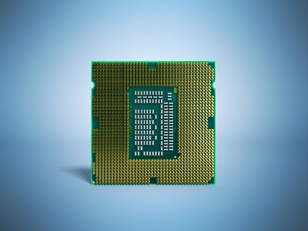 Procesadores centrales de computadora CPU Rendering 3D de alta resolución en azul