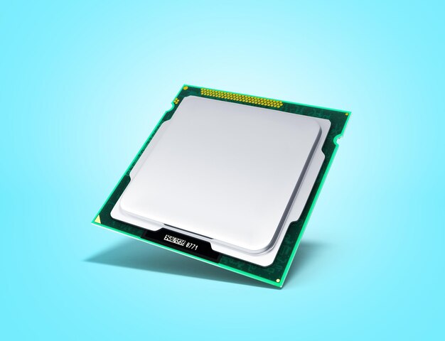 Procesadores de computadora CPU Renderización 3D de alta resolución en azul