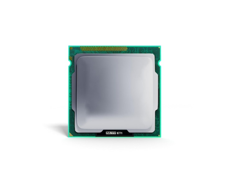 Foto procesadores de computadora cpu renderización 3d de alta resolución en blanco