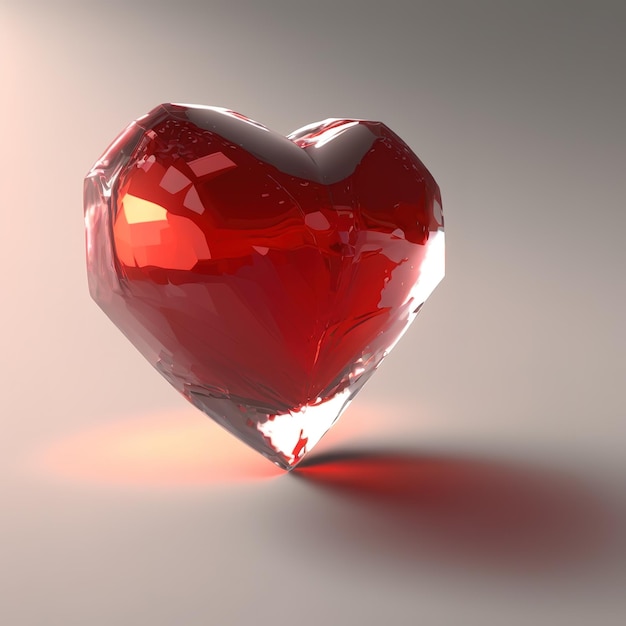 Procesamiento de AI de corazón de cristal rojo