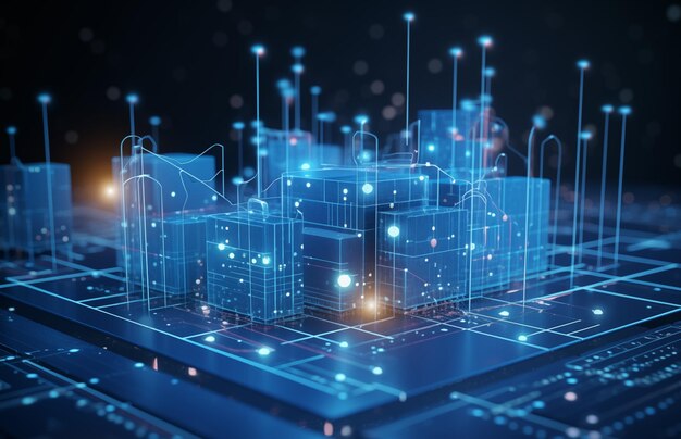 Procesamiento de grandes cantidades de datos en un centro de servidores informáticos avanzados con tecnologías avanzadas de IA de chips