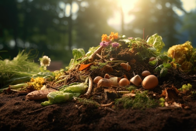 Procesamiento de preparación de compost de residuos orgánicos.