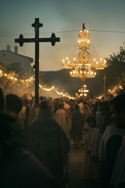 Foto una procesión religiosa en la semana santa