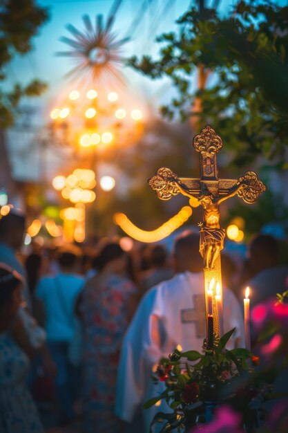 Foto una procesión religiosa en la semana santa