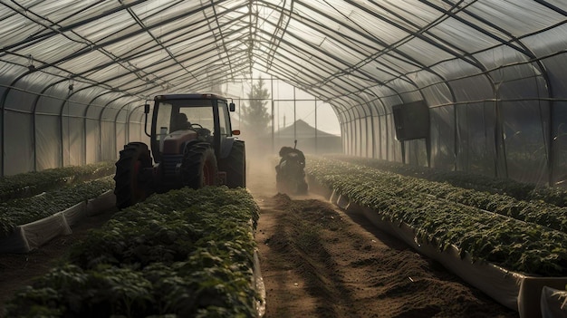El proceso de cultivo de verduras ecológicas en el invernadero.