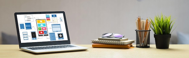 Proceso de diseño de interfaz de usuario de UX para aplicaciones móviles y sitios web modernos Prototipo creativo de wireframe para desarrollador de aplicaciones profesional