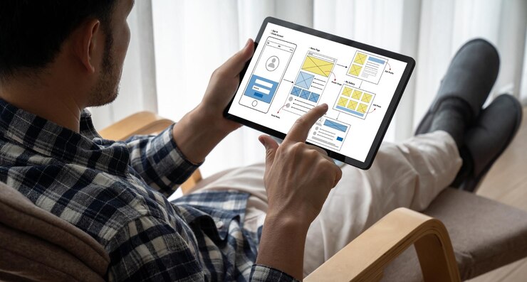 Foto proceso de diseño de interfaz de usuario ux para aplicaciones móviles y sitios web modernos