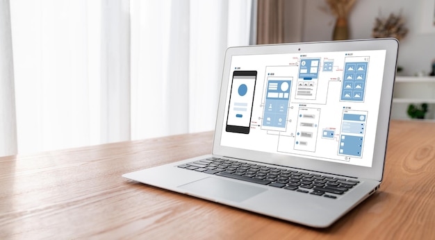 Foto proceso de diseño de interfaz de usuario ux para aplicaciones móviles y sitios web modernos