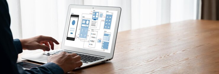 Foto proceso de diseño de interfaz de usuario ux para aplicaciones móviles y sitios web modernos