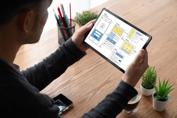 Foto proceso de diseño de interfaz de usuario ux para aplicaciones móviles y sitios web modernos