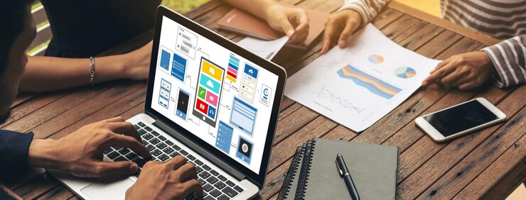 Foto proceso de diseño de interfaz de usuario ux para aplicaciones móviles y sitios web modernos