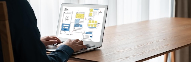 Proceso de diseño de UX para aplicaciones móviles y sitios web de moda Prototipo creativo de wireframe para desarrollador de aplicaciones profesional