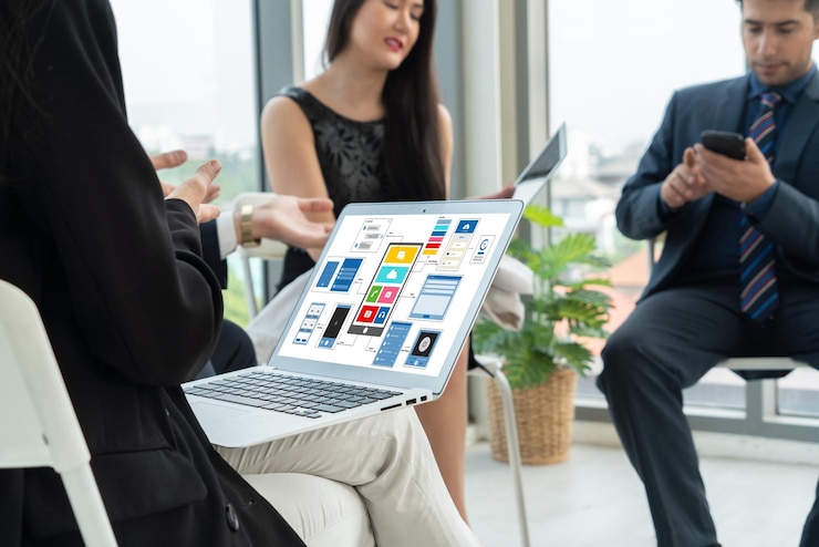 Foto proceso de diseño de ux ui para aplicaciones móviles y sitios web modernos