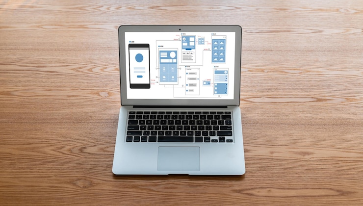 Foto proceso de diseño de ux ui para aplicaciones móviles y sitios web modernos