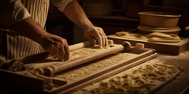 Foto proceso de elaboración de pasta fresca artesanal