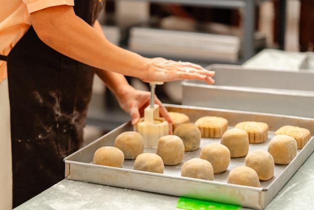 Proceso de fabricación de pastel de luna Un pastel de Luna es un producto de panadería chino tradicionalmente