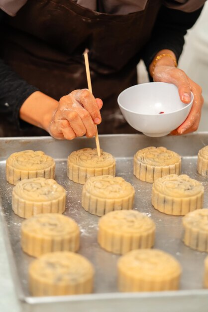 Proceso de fabricación de pastel de luna Un pastel de Luna es un producto de panadería chino tradicionalmente