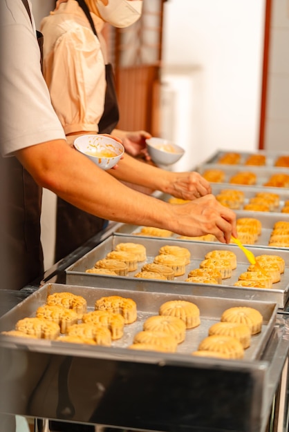 Proceso de fabricación de pastel de luna Un pastel de Luna es un producto de panadería chino tradicionalmente