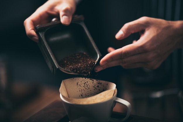 Proceso para hacer café con kits de goteo de filtro de café, herramientas de estilo vintage para la preparación de barista