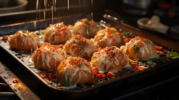 el proceso de hacer takoyaki