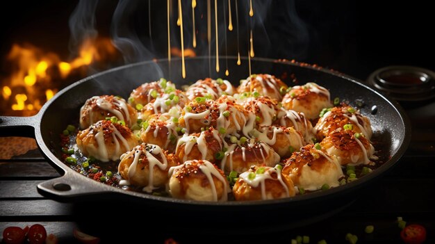 el proceso de hacer takoyaki